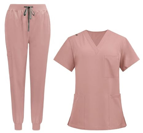 Harilla Krankenpflege-Uniformen, Peeling-Set, Krankenpflege-Arbeitsanzüge, Krankenschwester-Oberteil, Hosen, Männer und Frauen, Arbeitskleidung, bequeme, Rosa, xxL