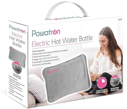 POWATRON Rechargeable Electric Hot Water Bottle Soft & Cosy Hand Body Warmer Massaging Heat Pad Prefilled Over-Heat Protection Portable Heating Pad For Pain Relief Cramps Sore Muscles Arthritis Relief