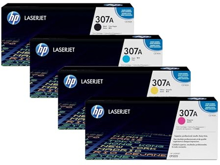 HP 307A Original Toner 4er Set schwarz, Cyan, Magenta, gelb (CE740A, CE741A, CE742A, CE743A) für CP5220, CP5225, CP5225DN