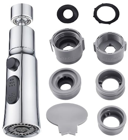 1 extension de robinet avec 1 jeu d'adaptateurs, tête de pulvérisation de robinet de cuisine, adaptateur de robinet, protection anti-éclaboussures pour robinet, accessoires de robinet rotatifs,