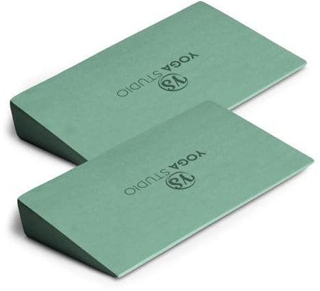 Yoga Studio Lot de 2 paires de cales de yoga EVA | Planche inclinée | Étireur de mollet | Mousse EVA légère | Mini demi-cales | Cales de yoga antidérapantes pour poignets et mains (vert sauge)