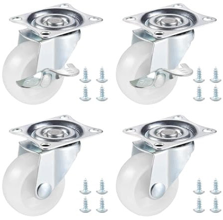 YSDMY 4 Stück Drehbar Lenkrollen mit Bremse PU Gummirollen Hochleistungs Möbelrollen Ø40mm Transportrollen Rollen für Möbel mit Doppelkugellager Schwenkkopf inkl 16 Schrauben