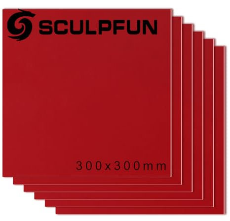 sculpfunDIY 6 Stück lasergravierte MDF-Platten 300 x 300 mm, beidseitig rot, 3 mm stark, Rot zum Gravieren, Beschriften, Bemalen und Dekorieren Geeignet Lasergraviermaschinen, CO2-Schneidemaschinen