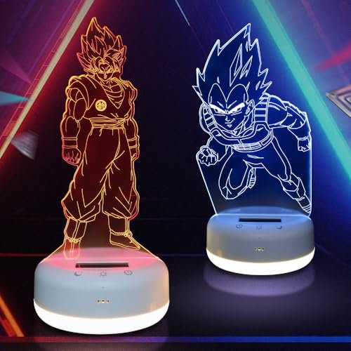 Likohee 2-in-1,Manga Goku & Spielzeug Taktile Dekolampe mit Timer, 3D LED Illusionslampe, Fernbedienung16Farben Geschenkidee Geburtstagskind und Mädchen Nachtlampe