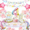 HLEIUKT Décoration Anniversaire Licorne 4 Ans Fille - Kit Ballon, Vaisselle, Assiettes, Gobelets, Serviettes pour Fête (16 Invités)