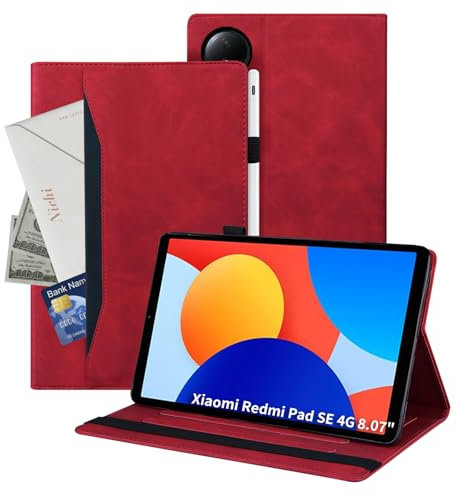 Auslbin Case Compatible with Xiaomi Redmi Pad SE 4G 8.7, Pu Leather Tablet Cover suitable for Redmi Pad SE 4G 8.7, Classic Leather Style, Red