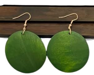 ◦•●◉ஐ GROSSE GRÜNE RUNDE OHRRINGE AUS HOLZ ஐ◉●•◦ große Ohrringe aus Holz-Scheiben in einem tollen Grünton