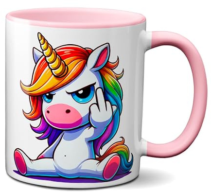 TassenKing Tasse Einhorn Mittelfinger Tasse Kaffee Tee Becher Büro Arbeit Einhorntasse Arbeitskollegin Frauen Kollegin Freundin lustig Bürotasse Geschenk Geburtstag Spruch verrückt