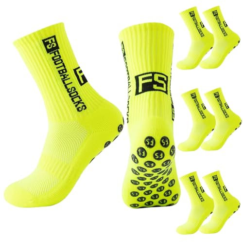 EEPLUYTY Fußball-Sportsocken,Grip Socken Fussball, Grip-Socken Rutschfest, Sportsocken Fußball Basketball Laufen (DE/NL/SE/PL, Numerisch, 39, 46, Regular, Regular, 3, Fluoreszenz)