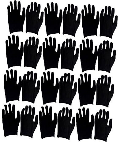 Garneck 12paare Dünne Baumwollhandschuhe Schwarz Arbeitsschutz-handschuhe Bequem Und Langlebig Für Gartenarbeit Und Handwerk Schützende Und Leichte Arbeits-handschuhe