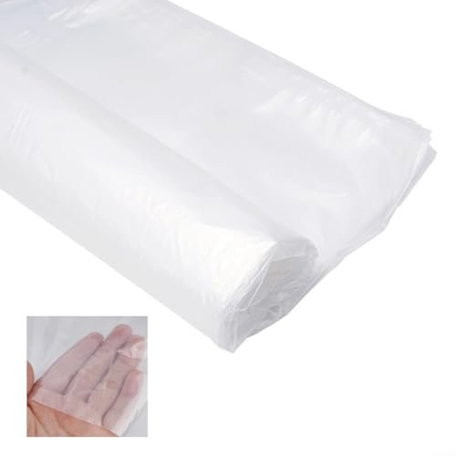 Entgoinggo Plastic Sheeting, Heavy Duty Polythene Sheeting, Transparent Waterproof Greenhouse Film Dust Horticultural Membrane Polytunnel Cover, Garden Plant Cover(2m*20m)
