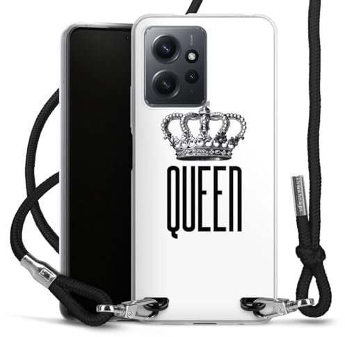 Carry Case kompatibel mit Xiaomi Redmi Note 12 4G Hülle mit Band Handykette zum Umhängen schwarz Queen Königin Krone
