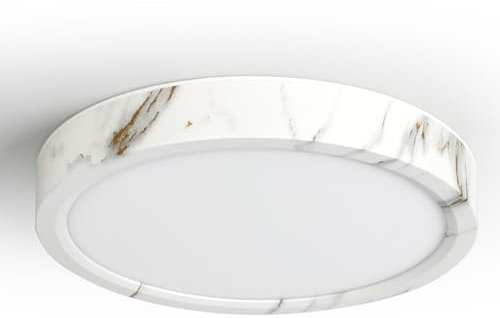 LVL Modern LED Deckenleuchte Flach Kleine Rund 12W 18cm Marmortextur für Wohnzimmer Schlafzimmer Küche Flur Deckenlampe Balkon Beleuchtung