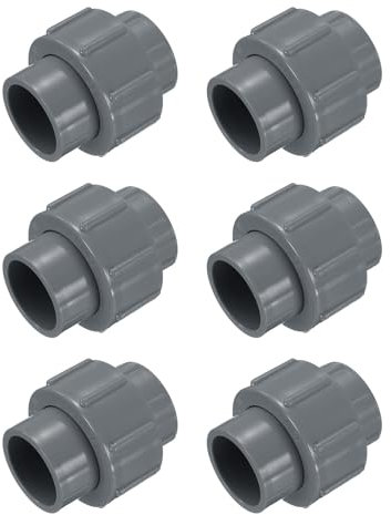 QUARKZMAN 6 Pcs 1 Union PVC Raccord De Tuyau (Socket x Socket) Raccord Union PVC Slip Adaptateur Schedule 40, Joint Torique EPDM, Gris