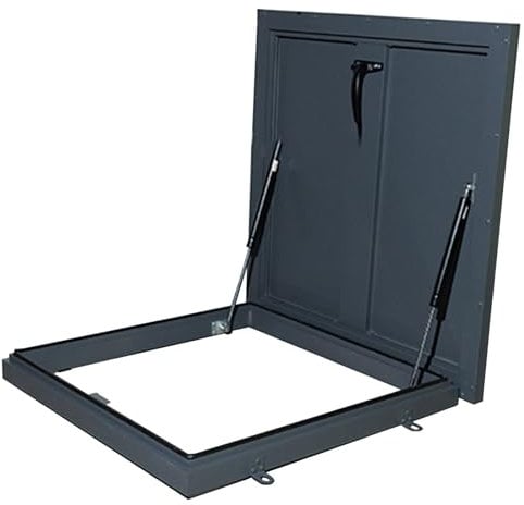 Graue Notdachluke für Brunnendeckel/Kellerabdeckung, regendichte Schachtluke mit Dichtungsstreifen, robuste Dachfenster (90 x 70 cm)