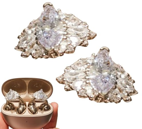 Auricolari a clip con strass, decorazione per cuffie a forma di fiocco, gioielli delicati per auricolari aperti, per scuola all'aperto e viaggi di lavoro