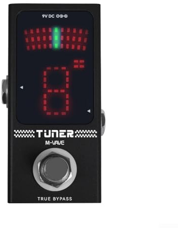 Effektgerät Mini Pedal Tuner mit True Bypass für Gitarre und Bass, Metallgehäuse, klares High-Definition-Display, automatischer lautloser Ausgang