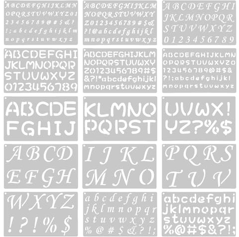 Letter Alphabet Stencils 15 Pack Calligraphy Stencils Letters for Painting Lettering Letter and Number Stencil for Crafts Reusable