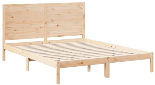 vidaXL Extra Long Bed Frame without Mattress, Bed Base for Bedroom, Mattress Foundation for Double Bed, Modern Style, 140x220 cm Solid Wood