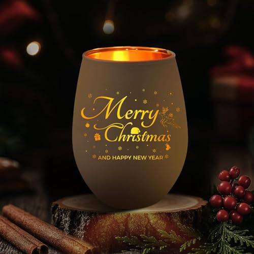 Windlicht Tischdeko Weihnachten Kerzen Deko Mini Windlichter Weihnachten Deko Tisch mit Gravur Weihnachtsbaum Rentier Windlichter Teelichthalter Weiß Weihnachtsdeko, für Indoor Outdoor Garten