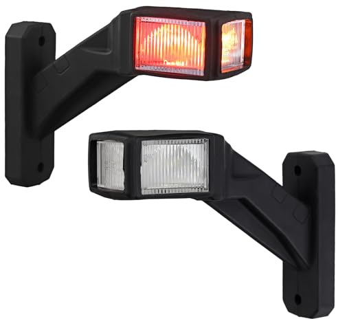 Justech 2er LED Begrenzungsleuchten 140mm Seitenmarkierungsleuchten Positionsleuchten 12-30V Wasserdichte Anhänger Seitenmarkierung Lampe Warnlicht Rot Weiß Gleb für Anhänger LKW Caravan