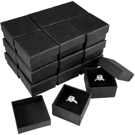 20 Piezas Caja de Regalo,4,8 x 4,8 x 3,2 cm Cajas de Cartón Negras | para Joyas, Recuerdos,Cajas para Pulseras,Caja de Regalo Pequeña,Cajitas Regalos Pequeñas para Anillos,Pendientes y Collares