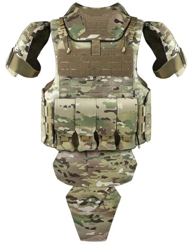 Universal Flame Resistant Nylon Tactical Protective Modular Vest MOLLE Gear for Outdoor Training, CS Airsoft Cosplay Neck Shoulder Lower Body Protector