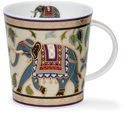 Dunoon Lomond Minerva - Tazza in porcellana fine, motivo: elefante, con dettagli in oro 22 carati