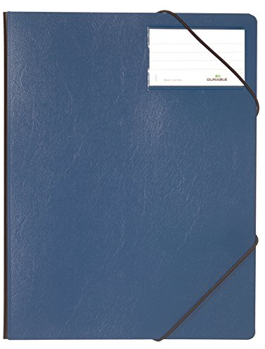 Durable Eckspannmappe A4 mit Gummizug, 1-150 Blatt, blau, 232007 | Mappe aus stabiler Hartfolie mit 3 Einschlagklappen, inkl. Beschriftungsfenster im Visitenkartenformat