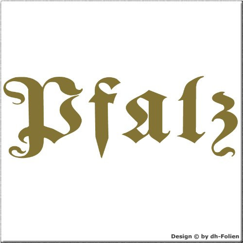 cartattoo4you® AK-01596 | Pfalz - Fraktur/Altdeutsche Schrift | Autoaufkleber Aufkleber Farbe Gold, in 24 Farben erhältlich, glänzend 17 x 5 cm Waschstrassenfest