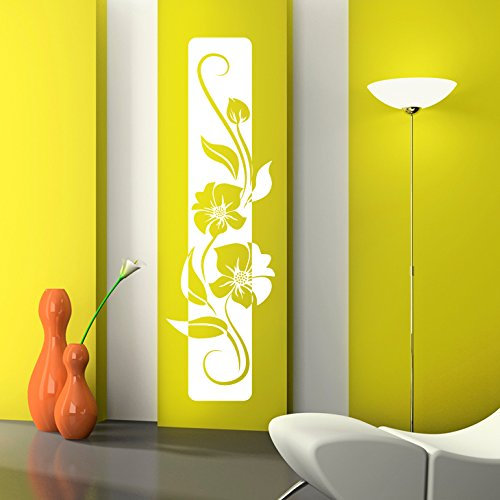 Grandora W939 Wandtattoo Banner Blumenranke I schwarz 110 x 33 cm I Flur Diele Blumen Aufkleber selbstklebend Wandaufkleber Wandsticker