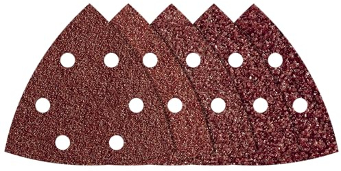 wolfcraft 25 Haft-Schleifblätter für Holz und Metall, 95 mm I 1866000 I für Deltaschleifer I Körnung 40 bis 180 I gelocht I hohe Standzeit I Korund