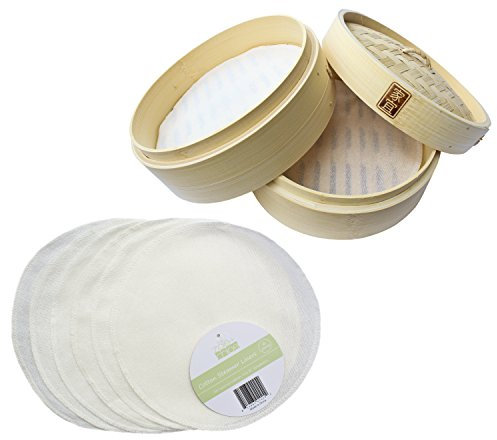 Zoie + Chloe 100% Baumwolle Wiederverwendbar Einlagen für Bambus Dampfgarer – 6 Pack