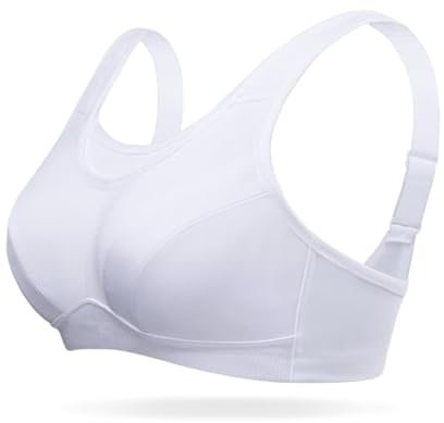 Deyllo Damen Sport BH Große Brüste starker Halt Sport-BHS Ohne Bügel für Fitness Joggen Lauf Yoga (Weiß, 90C)