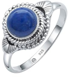 mantraroma Lapislazuli Silberring Damen 925 – Cabochon Vintage Edelstein Ring