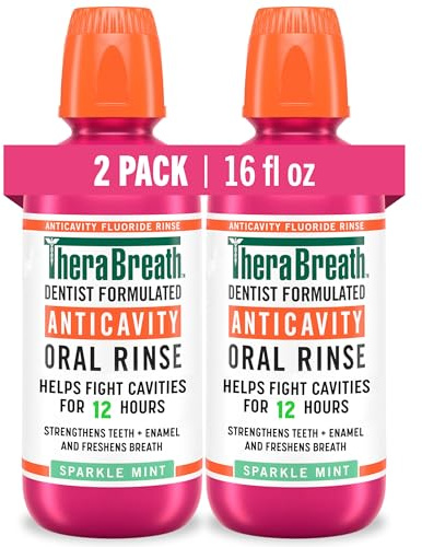 TheraBreath Anticavity Fluoride Mouthwash, Sparkle Mint, 16 fl oz, 2-Pack