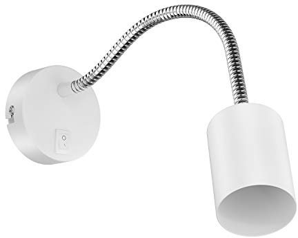 ledscom.de Leselampe/Wandleuchte WAIKA, Schwanenhals, Schalter, weiß matt, 1x GU10 max. 60W