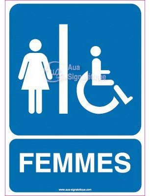 AUA SIGNALETIQUE - Panneau Toilettes Handicapés, Femmes - 450x630 mm, Aluminium Dibond 3mm
