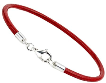 CMJ London 3mm Leather Bracelet with Sterling Silver Clasp – Genuine Greek Leather Cord – Unisex Bracelet – Multiple Colours (Red, 7, Inches)