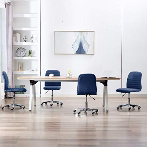vidaXL 4 x Esszimmerstühle, drehbar, zum Abendessen, Küche, Essen, Küche, Haus, Innenbereich, Blau, Stoff