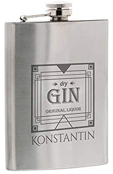 stempel-fabrik Edelstahl Flachmann Mini mit personalisierter Gravur - Taschenflasche mit Wunschgravur - Geschenkidee zum Geburtstag und Hochzeit - Trauzeugen - Jäger - Skifahrer - Männergeschenke