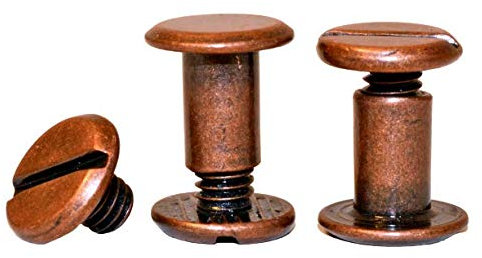 10x Buchschrauben/Schraubnieten/Gürtelschrauben/Farbe, Form und Größe wählbar/Versand aus Deutschland (8mm, kupfer)