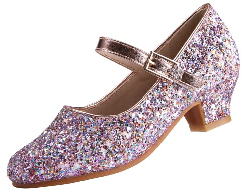 EIGHT KM Ragazze Tacco Alto Pattini di Vestito Mary Jane Principessa Festa di Nozze Pompa Scarpe EKM7015 Champagne Luminoso Taglia EU 37