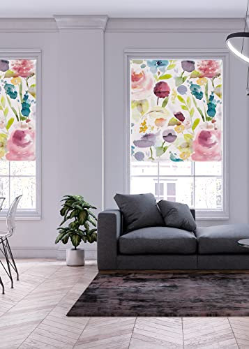 Lister Cartwright Floral Autumn Patterned Roller Blinds (120 x 140 cm) | Cut to Size Blackout Blinds for Windows | Bedroom, Bathroom, Kitchen & Door Window Blinds | Easy Fit Child Safety Roller Blinds