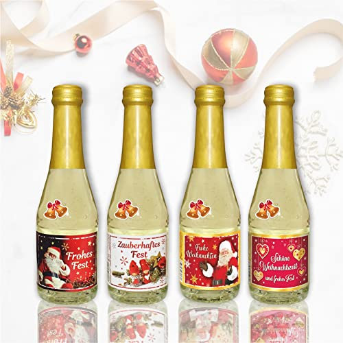 4x Piccolo 0,2l Geschenk zu Weihnachten | Sekt Secco Beerenperlwein halbtrocken | prickelnd frischer Beeren Perlwein Schaumwein aus weißen Beeren