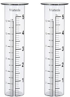 Mateda 12,7 cm Kapazität Regenmesser Glas Ersatzrohr Lippendesign ideal für Hof, Garten, Outdoor, Zuhause (2)