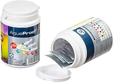 FIAP AquaProof® QuickTest - Wasseranalyse - NO3, NO2, GH, KH, pH - Teststreifen für Teichwasser - Fischzucht - Gartenteich - Koiteich - Schwimmteich - Teich - Set mit 25 Tests