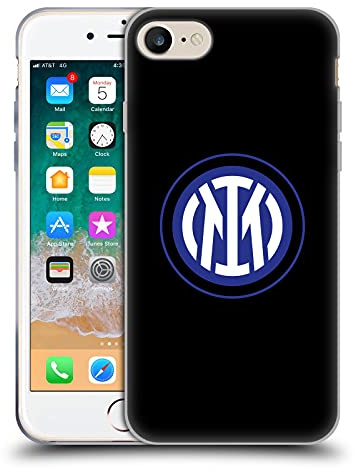 Head Case Designs Offizielle Inter Milan Logo Auf Schwarz Abzeichen Gelhülle [Militärischer Schutzgrad] Kompatibel Mit Apple iPhone 7/8 / SE 2020 & 2022 Und Kompatibel Mit MagSafe