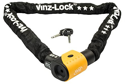 VINZ Jannu Kettenschloss ø10mm | ART 3 Zertifikat | Schloss für Roller E-Scooter Motorrad Moped E-Bike & hochwertiges Fahrrad | sicheres Rollerschloss Motorrad Kette | 100-200 cm (200cm)