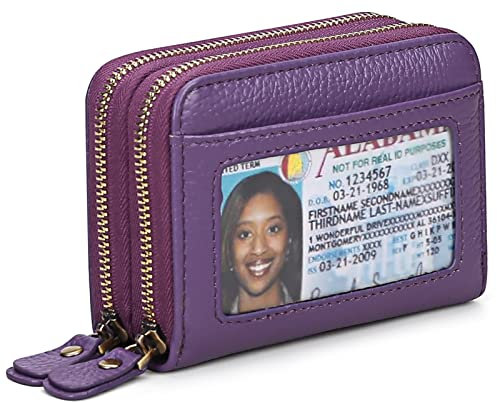 GAEKEAO Damen Geldbörse klein aus Echtes Leder, Geldbeutel für Frauen mit RFID-Schutz, Mini Damen Portemonnaie Münzfach Zipper Brieftasche Kartenhalter mit vielen Kartenfäche